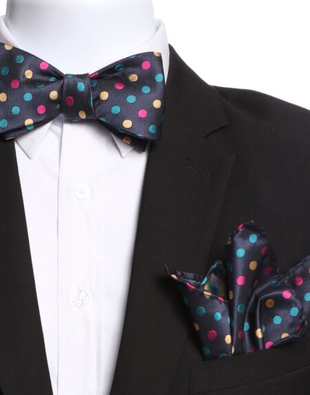 Men's Multi Colors Polka Dot Silk Self Bow Tie - Amedeo Exclusive
