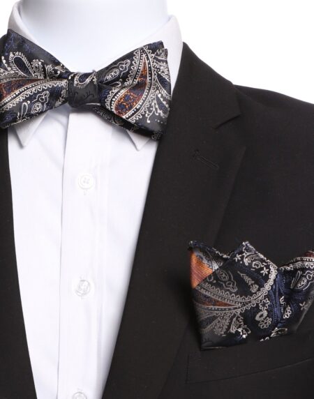 Men's Black And Bronze Silk Self Bow Tie - Amedeo Exclusive