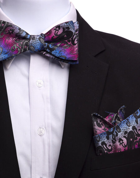 Men's Rainbow Paisley Silk Self Bow Tie - Amedeo Exclusive