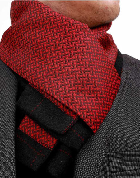 Unisex Red Black Desgin Soft Fashion Dress Scarves for Winter Made of Silk Blend - Amedeo Exclusive