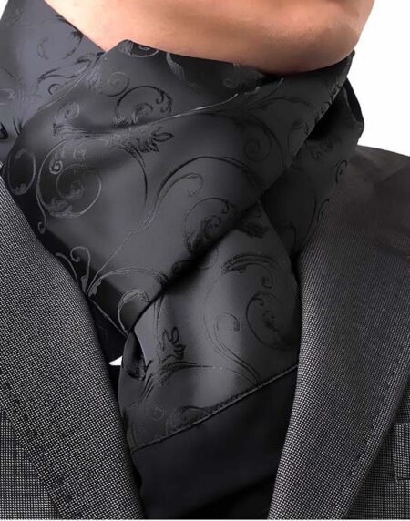 Unisex Black Paisley Soft Fashion Dress Scarves for Winter Made of Silk Blend - Amedeo Exclusive