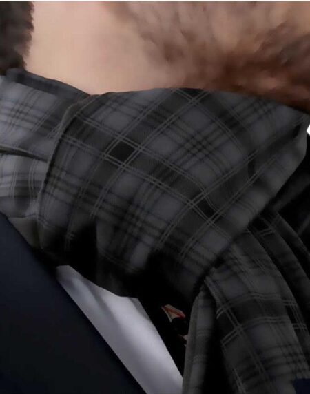 Soft Elegant Long Fashion Black With Gray Scarf - Amedeo Exclusive