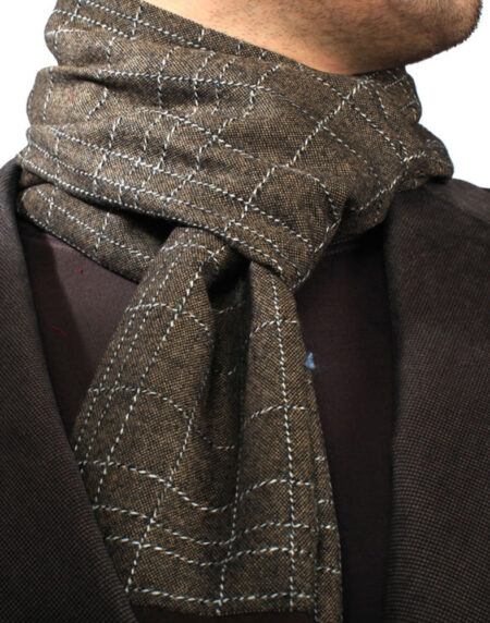 Microfiber Elegant Long Checker Mens Silk Scarf - Designer neck scarf for winters - Amedeo Exclusive