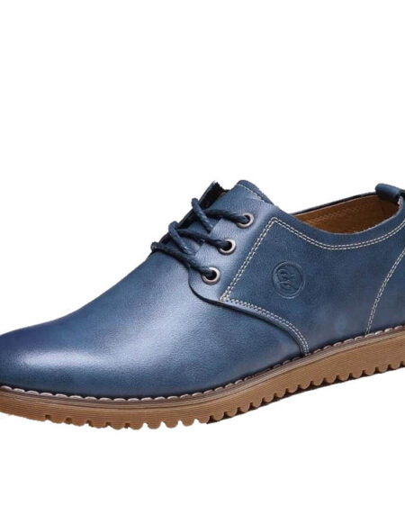 Men's Comfortable Walking Modern Leather Lace Up Oxford Dress Casual Shoes Blue - Amedeo Exclusive