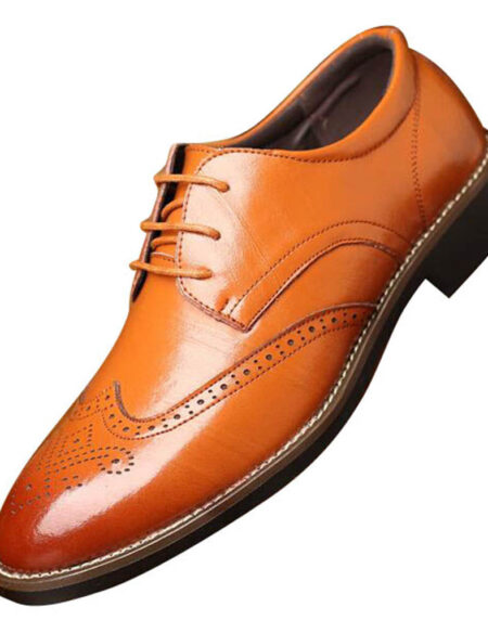 men's comfortable walking modern Leather Lace up Oxford dress casual shoes Tan - Amedeo Exclusive