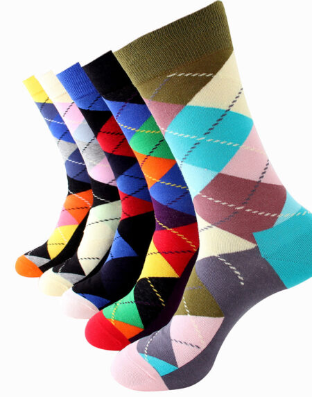 Men's Plain Five Color 5pk Assorted Bundle Soft Elastic Colorful Socks - Amedeo Exclusive