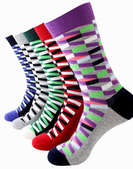 Men's Plain Five Color 5pk Assorted Bundle Soft Elastic Colorful Socks - Amedeo Exclusive