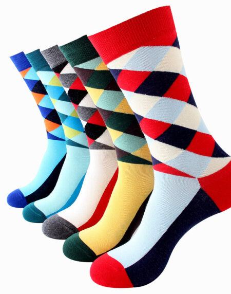 Men's Plain Five Color 5pk Assorted Bundle Soft Elastic Colorful Socks - Amedeo Exclusive