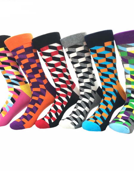 Men's Plain Six Color 6pk Assorted Bundle Soft Elastic Colorful Socks - Amedeo Exclusive