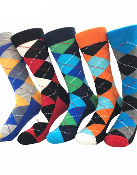 Men's New 5pk Assorted Bundle Soft Argyle Colorful Socks - Amedeo Exclusive
