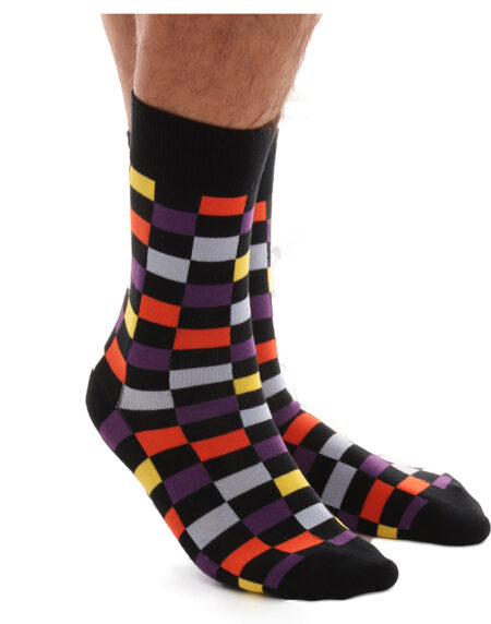 Men's Soft Multi Colored Check Stripe Socks - Amedeo Exclusive