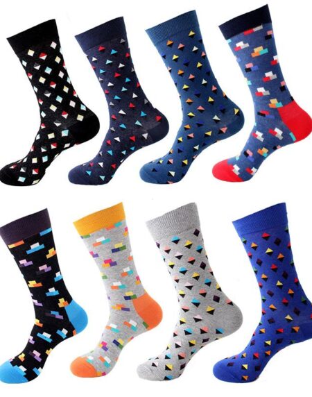 Amedoe Men's Colorful Diamond And Square Pattern 8 Pack Bundle Socks - Amedeo Exclusive