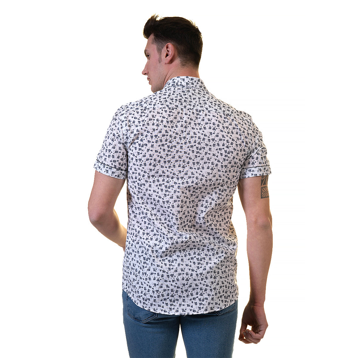 Black Dots Mens Short Sleeve Button up Shirts - Tailored Slim Fit Cotton Dress Shirts - Image 5