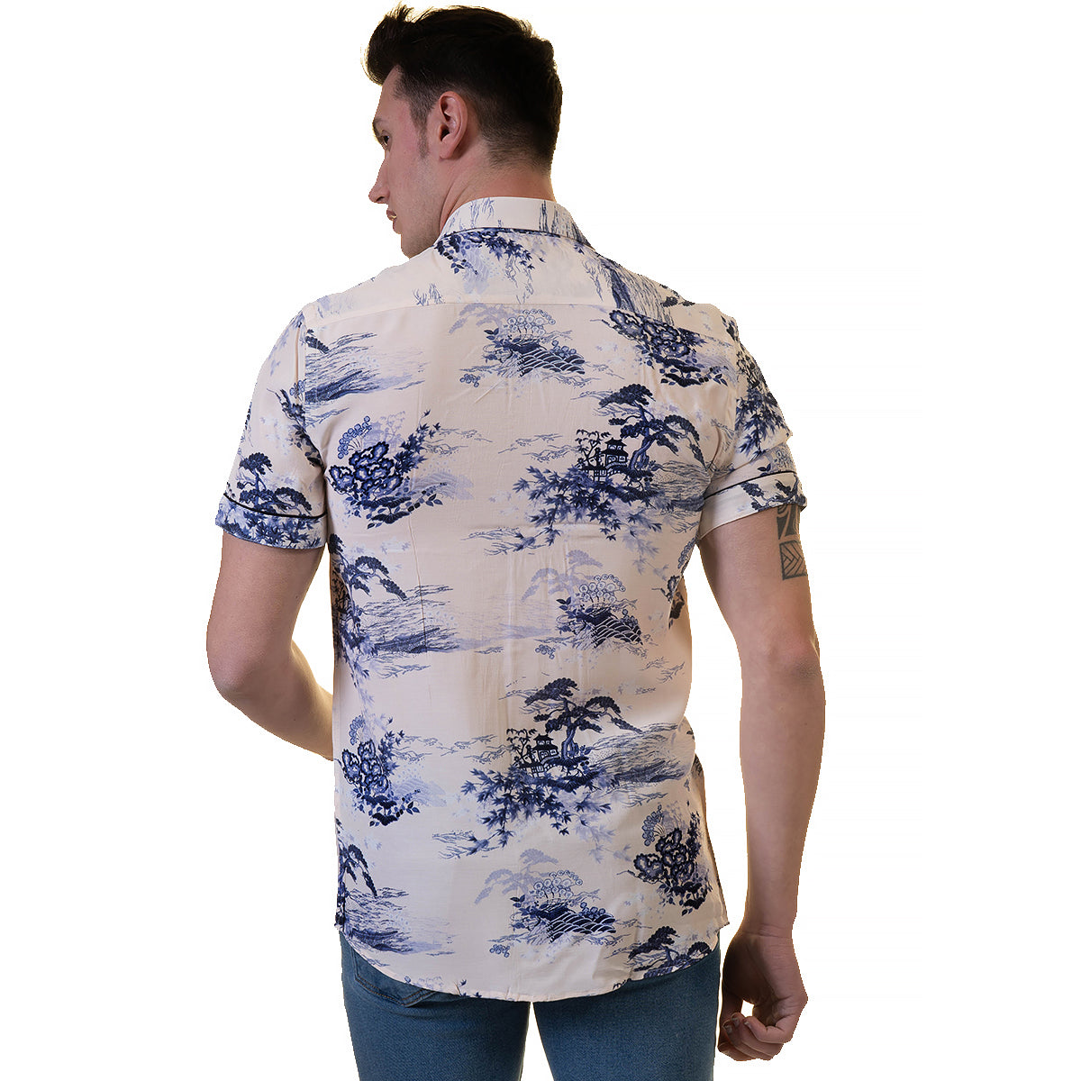 Floral Mens Short Sleeve Button up Shirts - Tailored Slim Fit Cotton Dress Shirts - Image 5