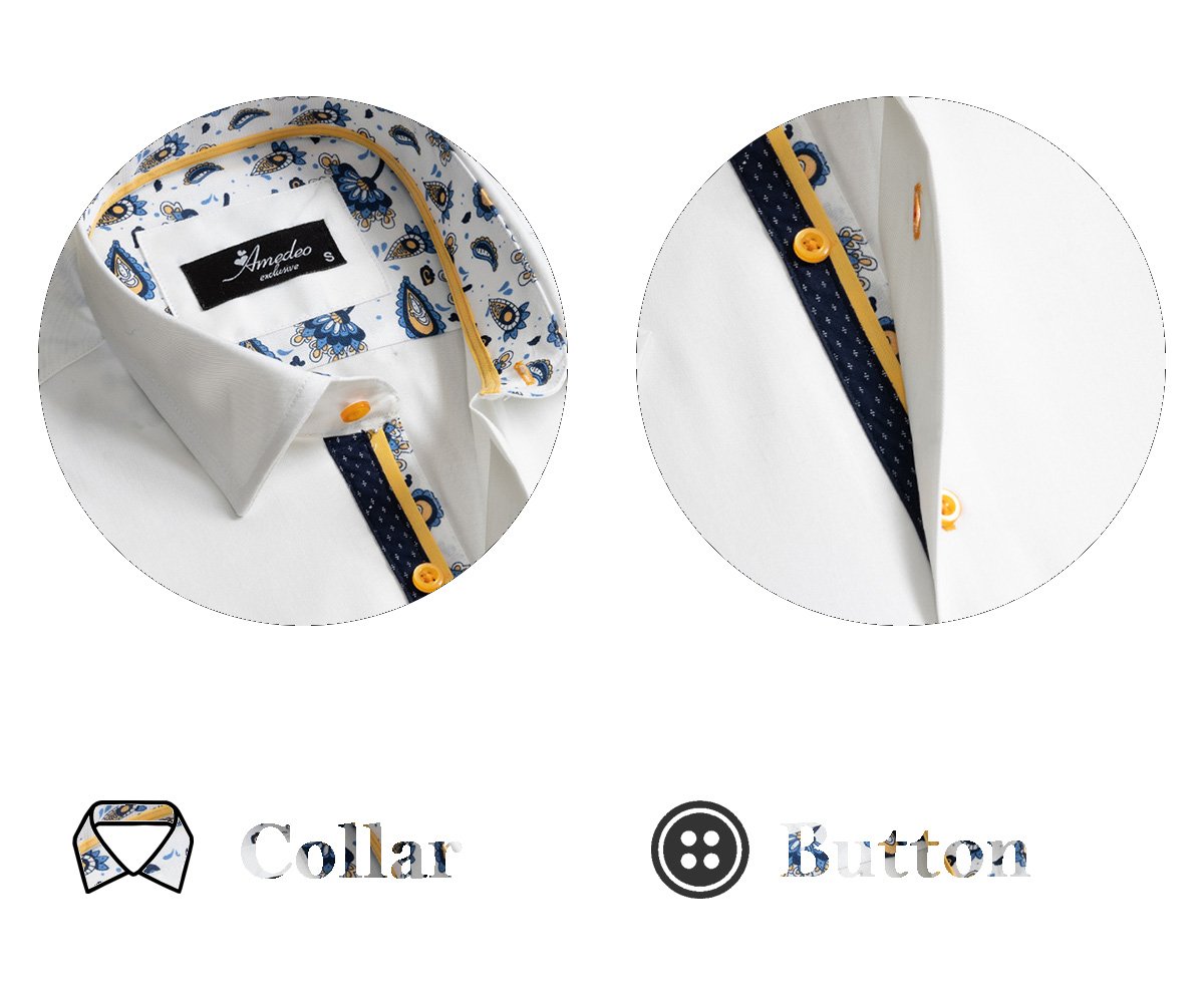 Amedeo Men's Short Sleeve Button up White Shirt - Amedeo Exclusive