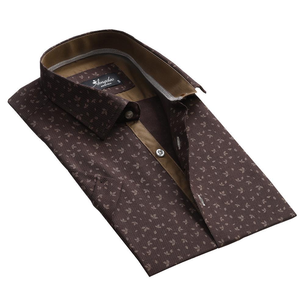 Men's Button Down Short Sleeve Shirt Men's Tailor Fit Cotton Dress Shirts - Amedeo Exclusive