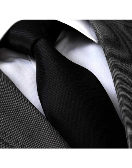 Men' s Fashion Black Neck Tie With Box Premium Quality - Amedeo Exclusive