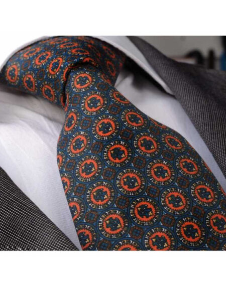 Men' s Fashion Orange Champagne Circles Neck Tie  Box Premium Quality - Amedeo Exclusive