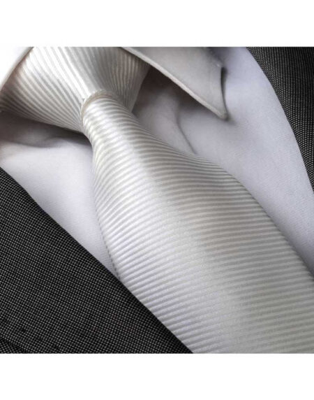 Men's Fashion White Silk Neck Tie With Gift Box - Amedeo Exclusive