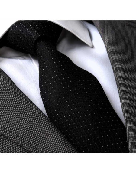 Men's Fashion Black Dots Silk Neck Tie With Gift Box - Amedeo Exclusive