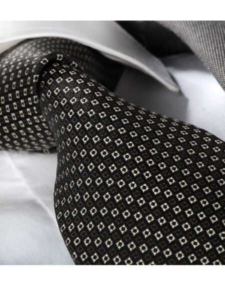 Men's Fashion Black White Squares Silk Neck Tie With Gift Box - Amedeo Exclusive