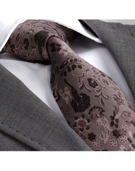 Men's Fashion Brown Paisley Neck Tie Gift box - Amedeo Exclusive