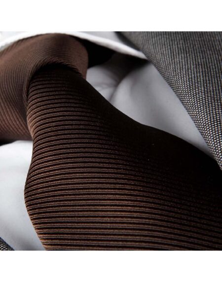 Men's jacquard Solid Brown Lines Premium Neck Tie With Gift Box - Amedeo Exclusive