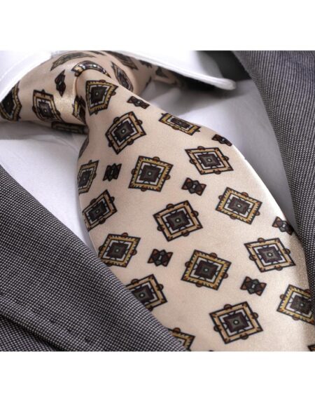 Amedeo Exclusive Men's Fashion Grey Check With Turquoise Silk Neck Tie Gift Box - Amedeo Exclusive