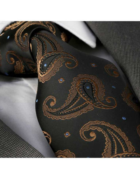 Men's New Fashion Brown Black Neck Tie Gift Box - Amedeo Exclusive