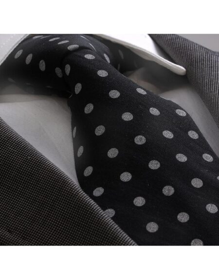 Men's jacquard Black White Polka Dot Premium Neck Tie With Gift Box - Amedeo Exclusive