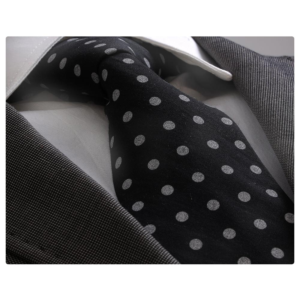 Men's jacquard Black White Polka Dot Premium Neck Tie With Gift Box - Amedeo Exclusive