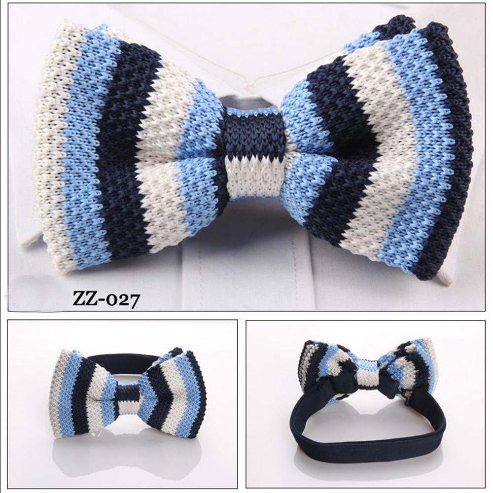 Men's Two Blues With White Silk Knitted Bow Tie - Amedeo Exclusive