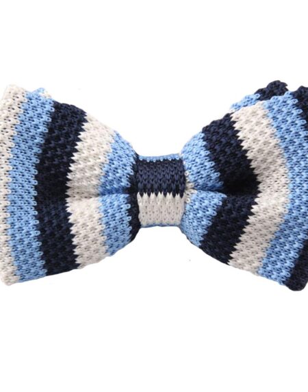 Men's Two Blues With White Silk Knitted Bow Tie - Amedeo Exclusive