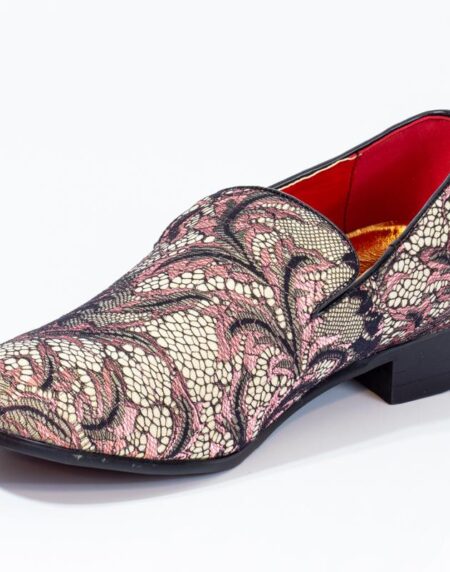 Premium Brown Multicolor Floral Textured Loafers for men designer slip on casual / dress shoes – - Amedeo Exclusive