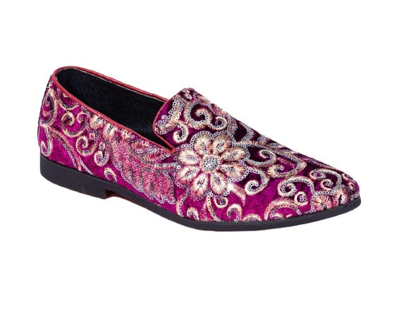 Premium Pink Multicolor Floral Loafers for men designer slip on casual / dress shoes – Luxury - Image 2