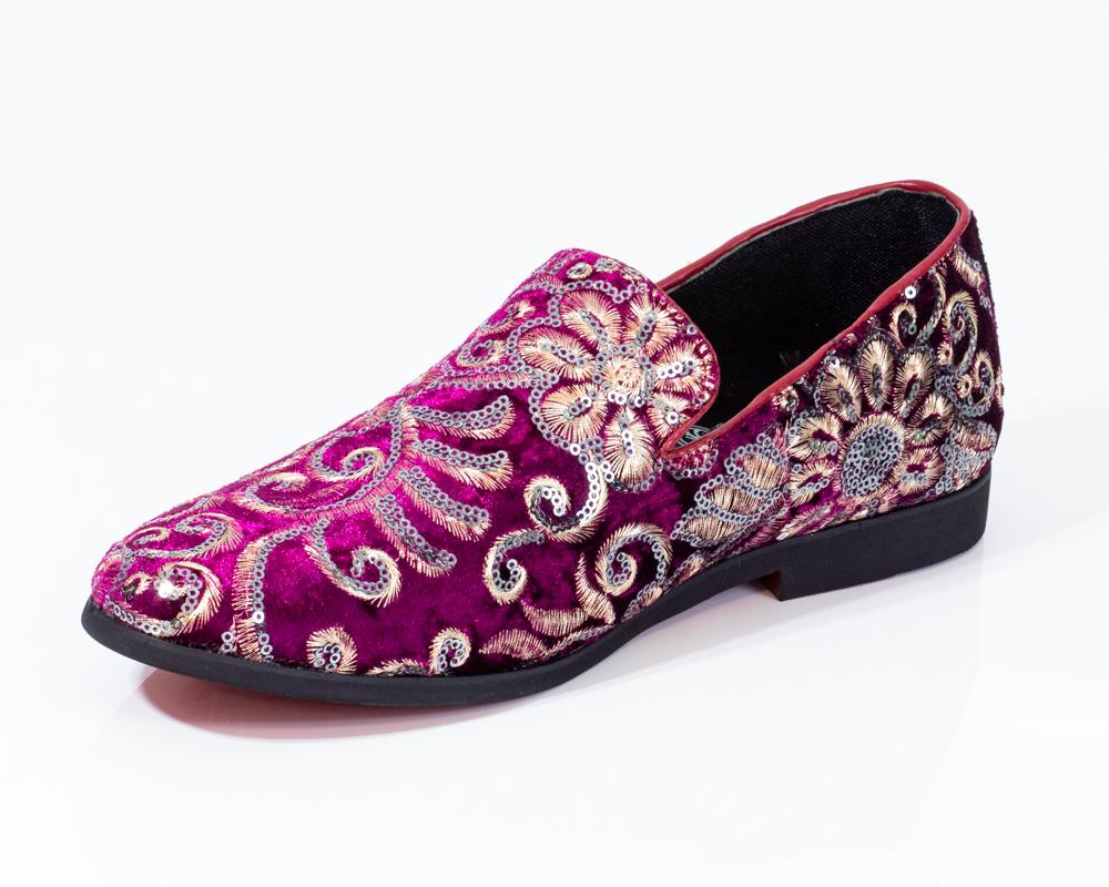 Premium Pink Multicolor Floral Loafers for men designer slip on casual / dress shoes – Luxury - Amedeo Exclusive