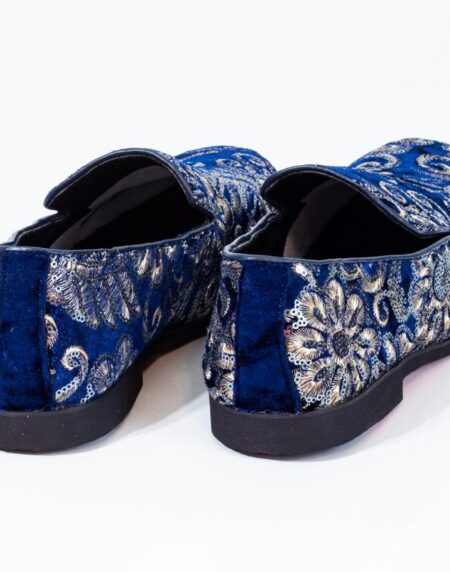 Premium Blue And Golden Loafers for men designer slip on casual / dress shoes – Luxury Leather - Amedeo Exclusive