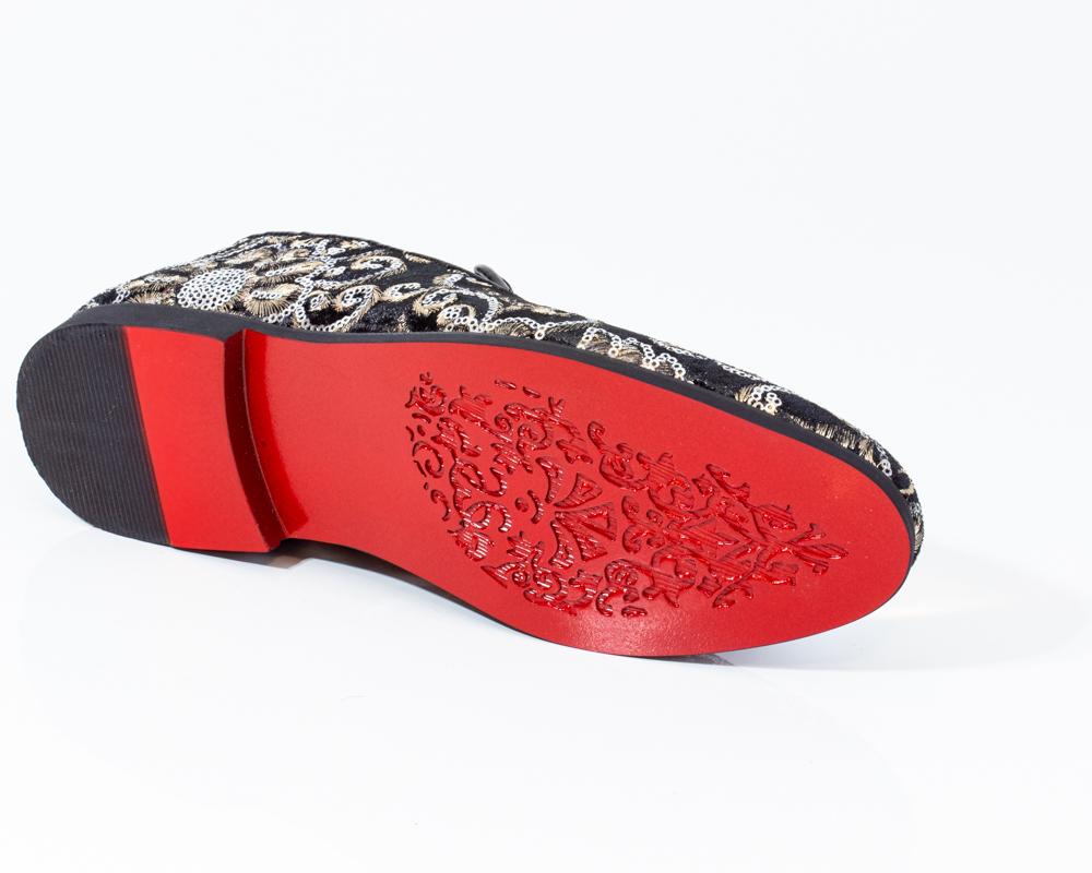 Premium Black And Golden Floral Loafers for men designer slip on casual / dress shoes – Luxury - Amedeo Exclusive