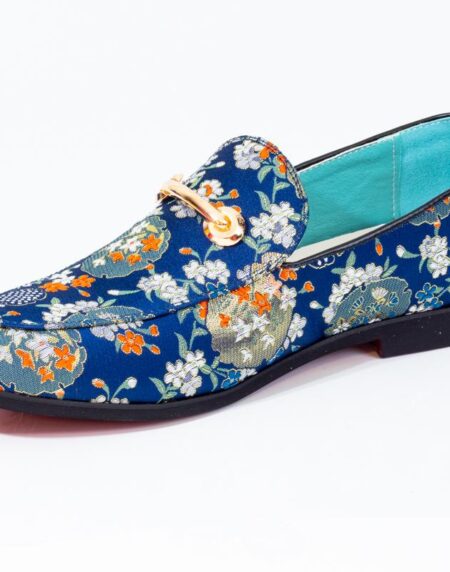 Premium Blue Golden Multicolor Loafers for men designer slip on casual / dress shoes – Luxury - Amedeo Exclusive