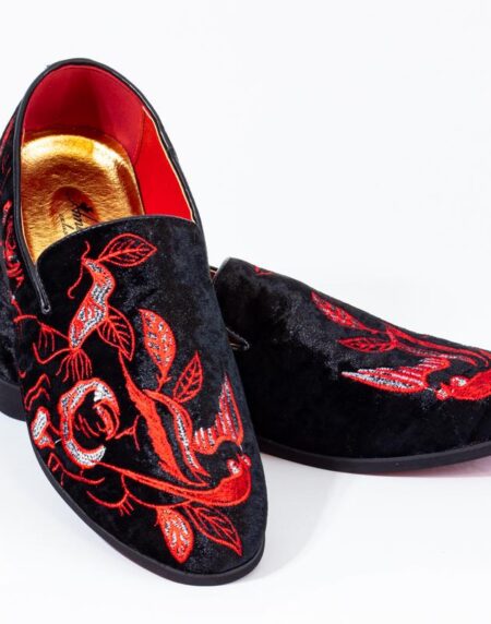 Premium Red And Black Loafers for men designer slip on casual / dress shoes – Luxury Leather - Amedeo Exclusive