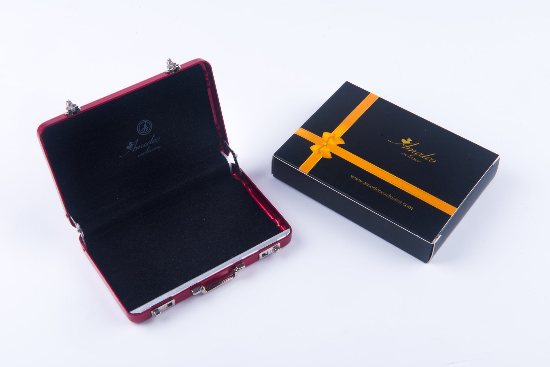 Metal Mens pocket sized Red Business Card Holder / Card Case / Visiting Card Case - Amedeo Exclusive