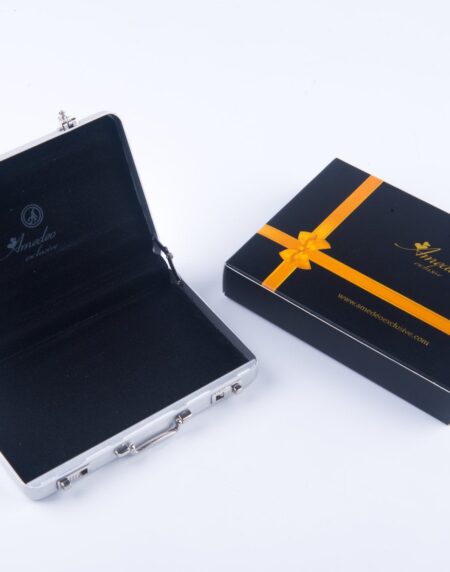 Metal Mens pocket sized Silver White Business Card Holder / Card Case / Visiting Card Case - Amedeo Exclusive