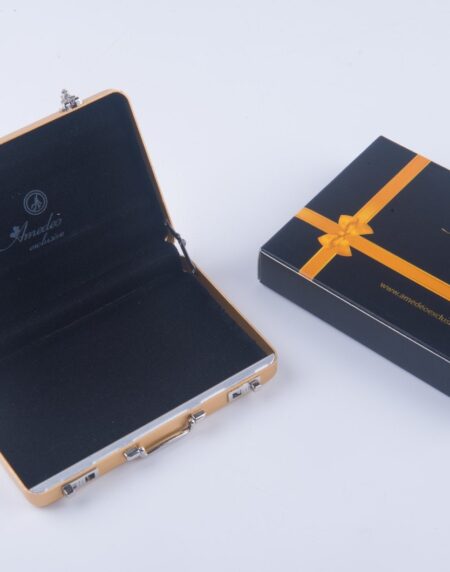 Metal Mens pocket sized Tan Business Card Holder / Card Case / Visiting Card Case - Amedeo Exclusive