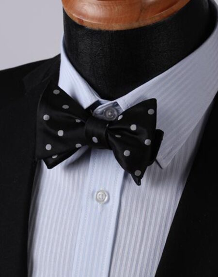 Polka Dot Mens Silk Self tie Bow Tie with Pocket Squares Set - Amedeo Exclusive
