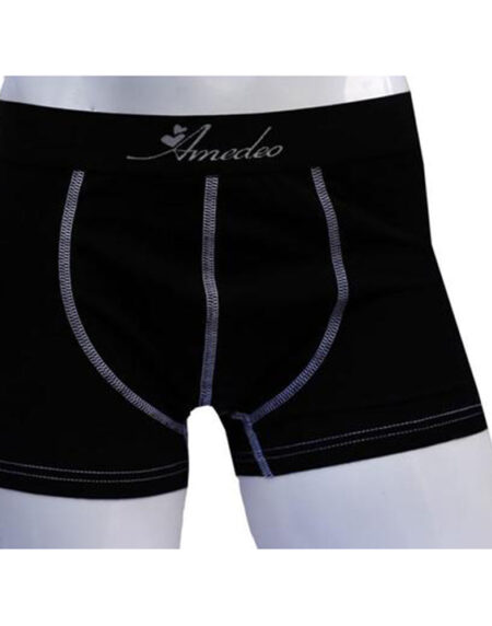 Men's Solid Black Cotton Boxer Briefs Underwear - Amedeo Exclusive