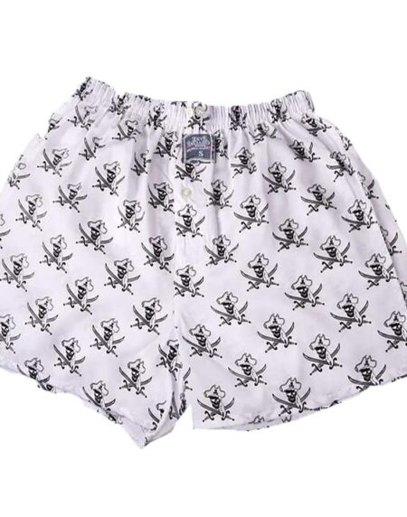 Men's White Black Pirates Cotton Boxer Brief Underwear - Amedeo Exclusive