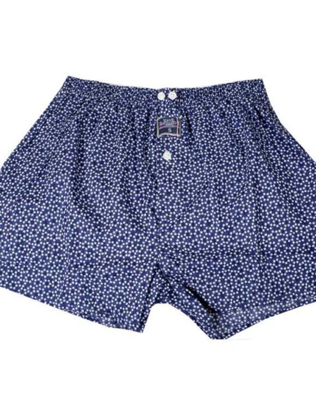 Men's Blue White Flowers Cotton Boxer Brief Underwear - Amedeo Exclusive