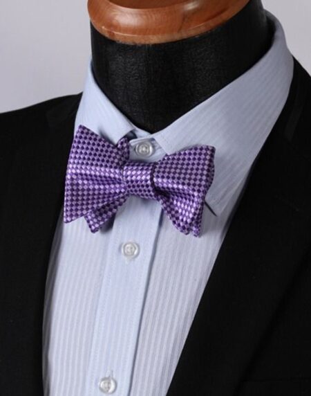 Metallic Purple Mens Silk Self tie Bow Tie with Pocket Squares Set - Amedeo Exclusive