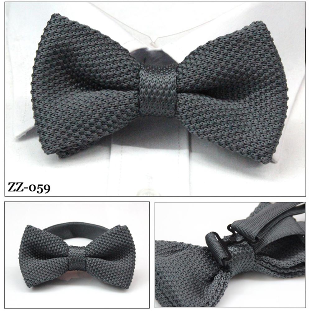 Men's Solid Grey Silk Knitted Bow Tie - Amedeo Exclusive