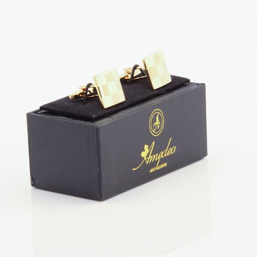 Gold Mens Stainless Steel Square Cufflinks for Shirt with Box - Hand Crafted Perfect Gift - Image 2